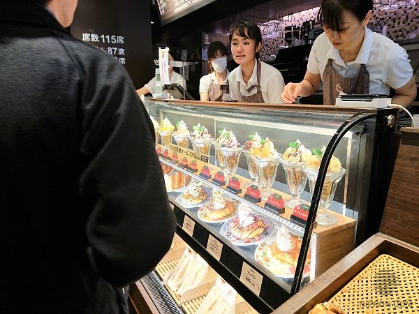 Food models reduce time of service provision to 40%: a visitor can just point at a dessert to order.