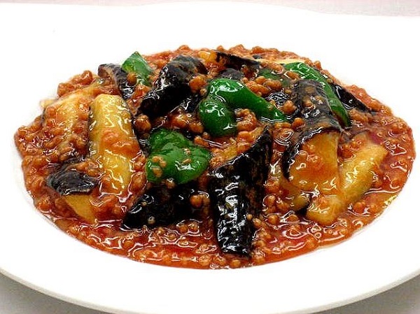 The model of the dish “Fried eggplant with pepper”