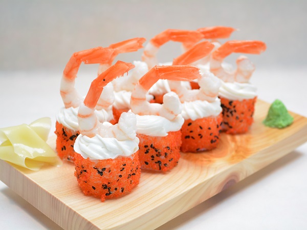 Roll “California with shrimp” replica — $32 / 1 pc