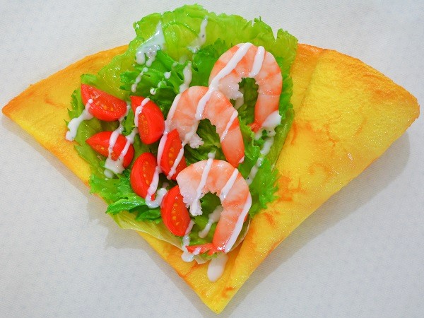 Pancake replica “Shrimps with Cherry Tomatoes” — $165