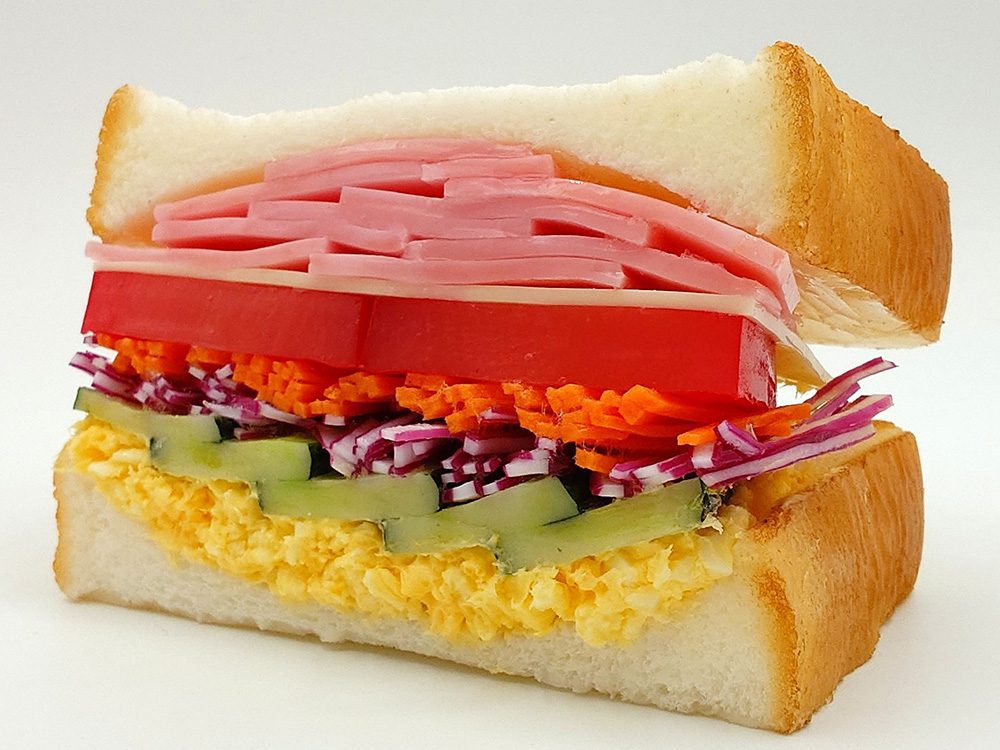 tamago ham sandwich replica realistic café food display
