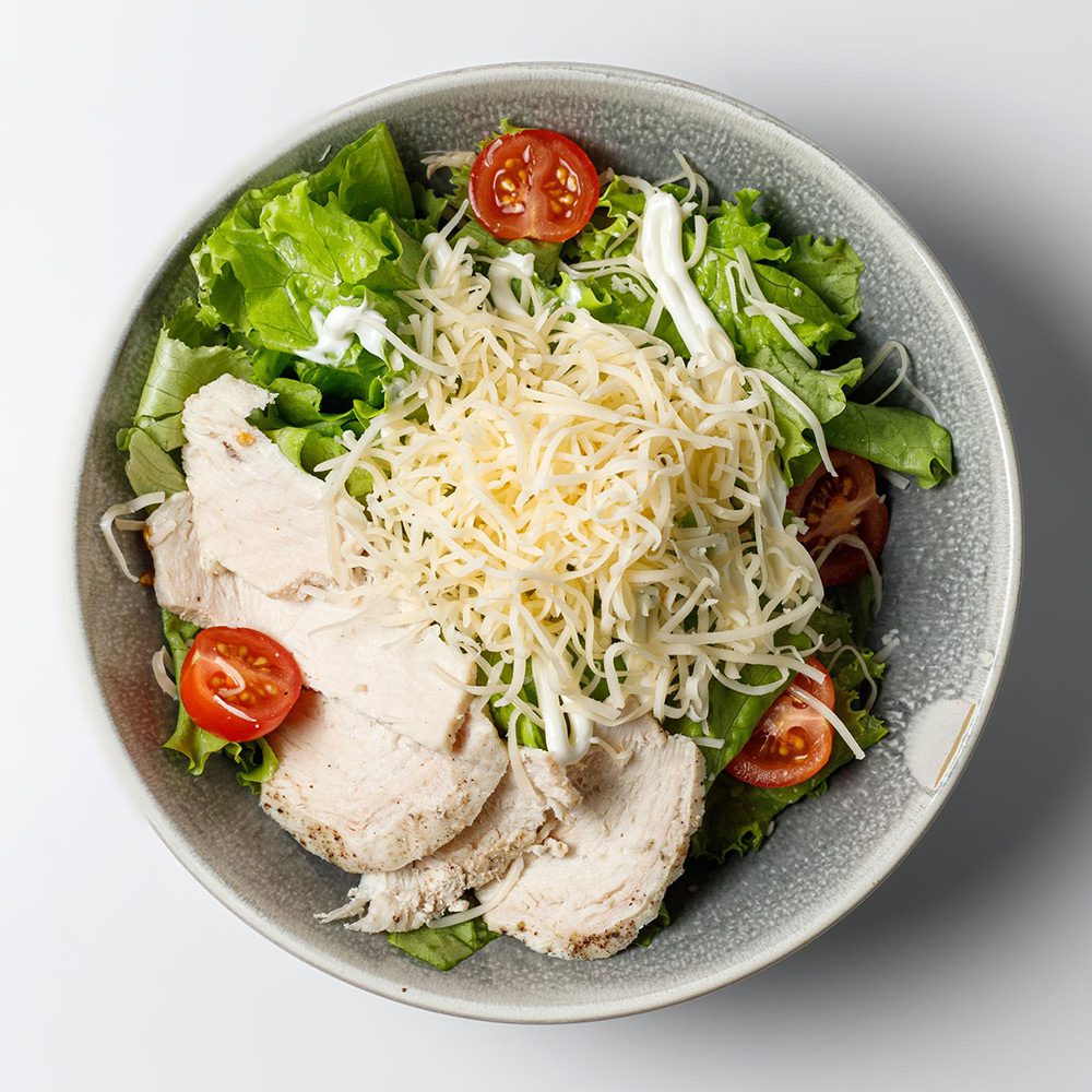 Original chicken Caesar salad at Bento Maru, Yuzhno-Sakhalinsk airport