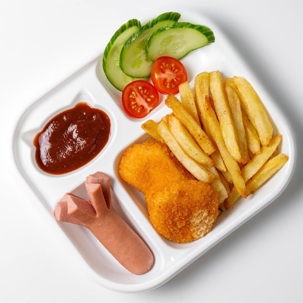 Original kids set with french fries at Bento Maru, Yuzhno-Sakhalinsk airport