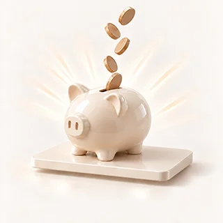 Piggy bank with coins dropping into it