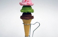 Chocolate, strawberry and green tea ice cream