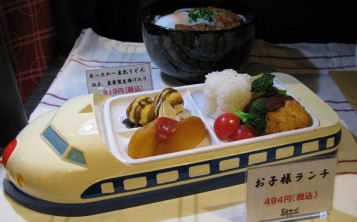 Plastic replica of the meal from the children's menu served in an original dish