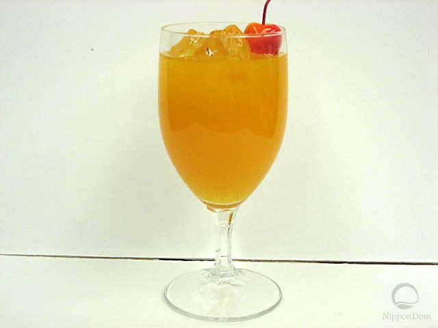 Orange juice decorated with a cherry (glass)
