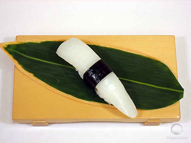 Replica of sushi "squid (6) with nori seaweed"